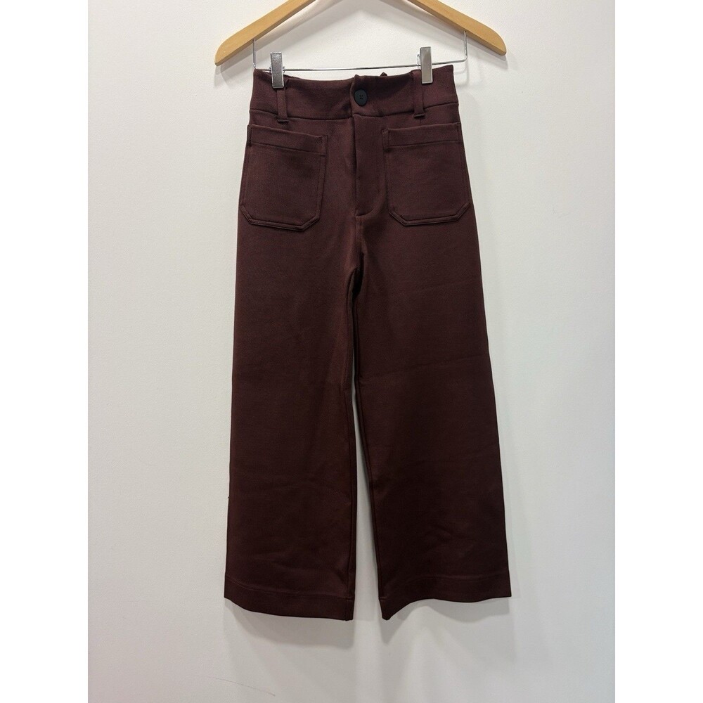 Maeve Anthropologie The Colette Pants 24P Burgundy High Rise Wide Leg Crop Fall